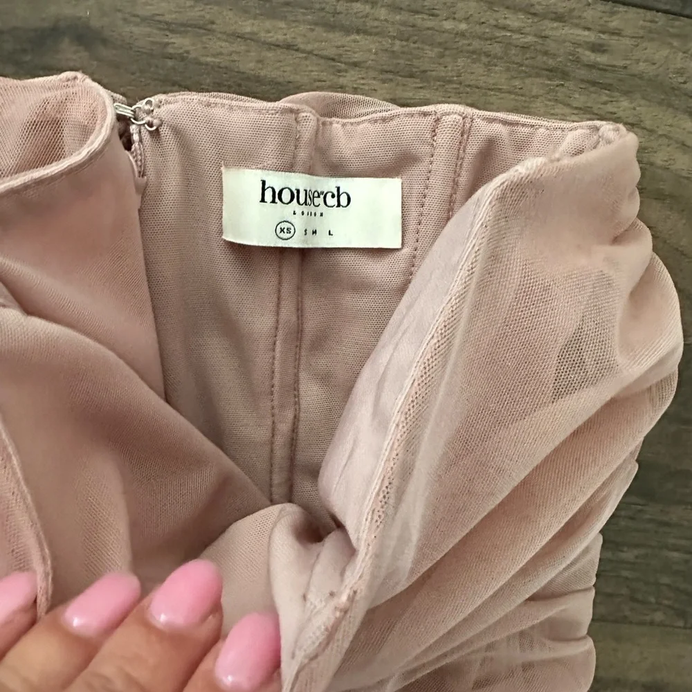 House of CB Julianna Blush Strapless Ruched Midi Dress - Picture 3 of 7